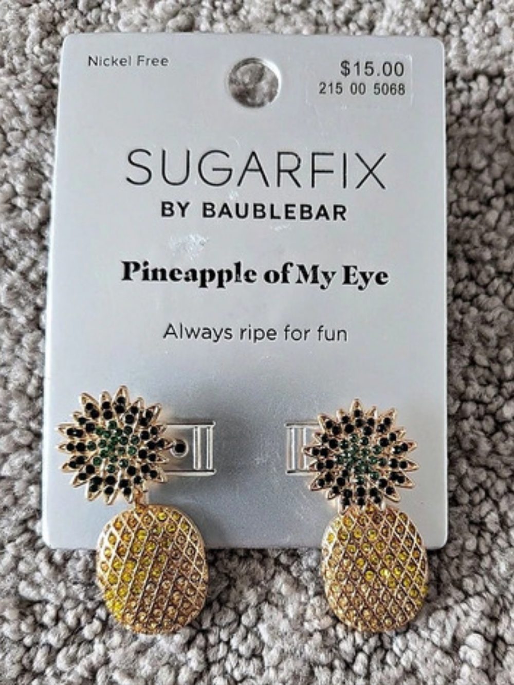 BaubleBar Pineapple of My Eye Gold & Green Earrings NWT